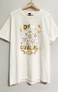 Sweet Claire Gold Foil And Cream "Cosmic Cowgirl" Graphic Tee