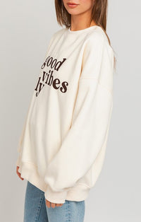 Taran Cream “Good Vibes Only” Oversized Sweatshirt