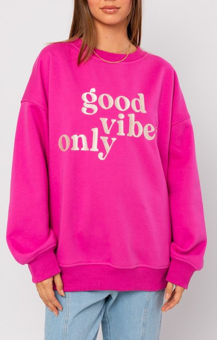 Le Lis Pink Good Vibes Only Sweatshirt