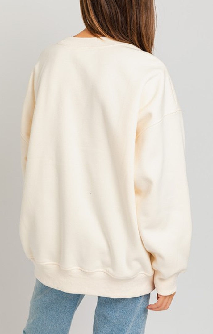 Taran Cream “Good Vibes Only” Oversized Sweatshirt