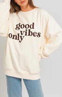 Taran Cream “Good Vibes Only” Oversized Sweatshirt