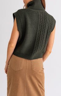 Le Lis Dark Green Turtleneck Sweater Vest