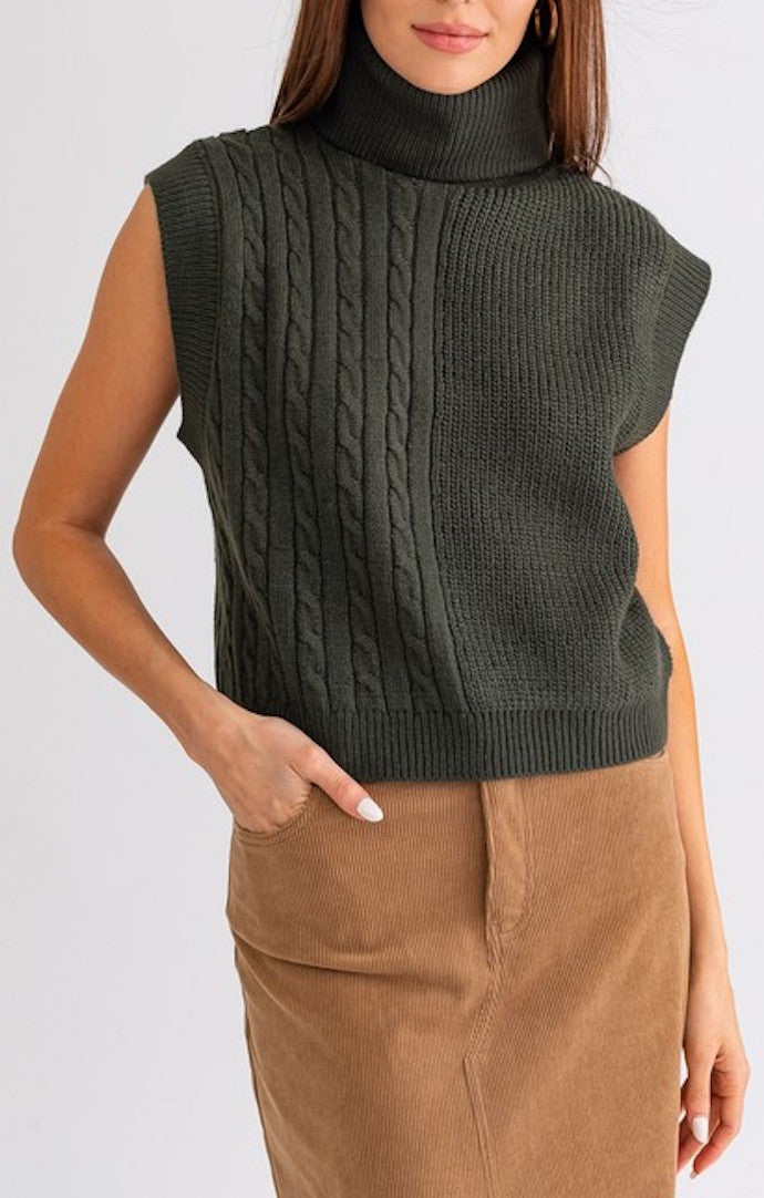 Le Lis Dark Green Turtleneck Sweater Vest