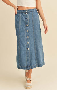 Miou Muse Denim Washed Long Skirt