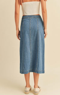 Miou Muse Denim Washed Long Skirt