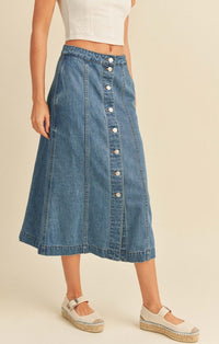 Miou Muse Denim Washed Long Skirt