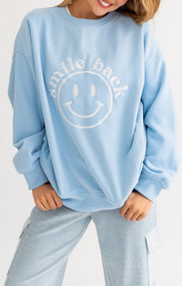 Le Lis Light Blue Smile Back Crewneck