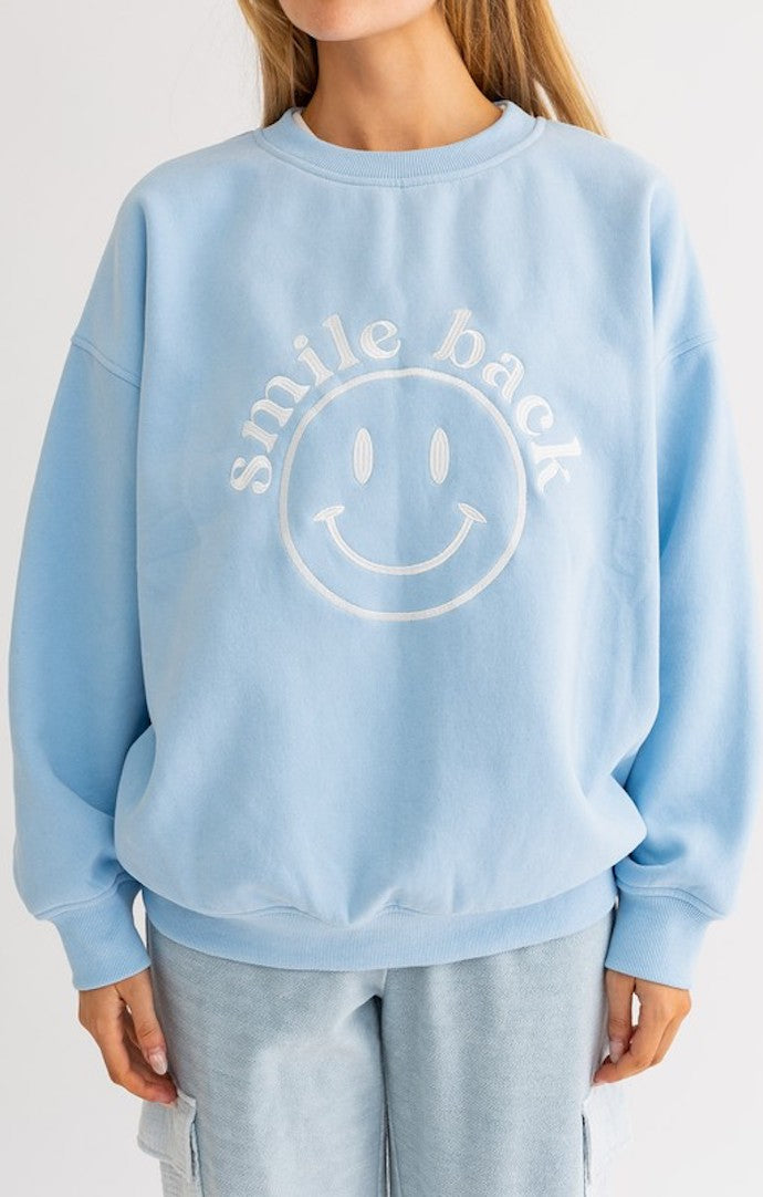 Le Lis Light Blue Smile Back Crewneck