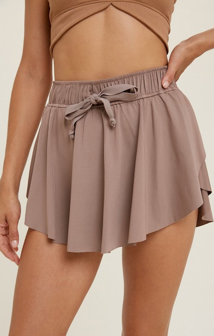 Wishlist Mink Flowy Drawstring Skort