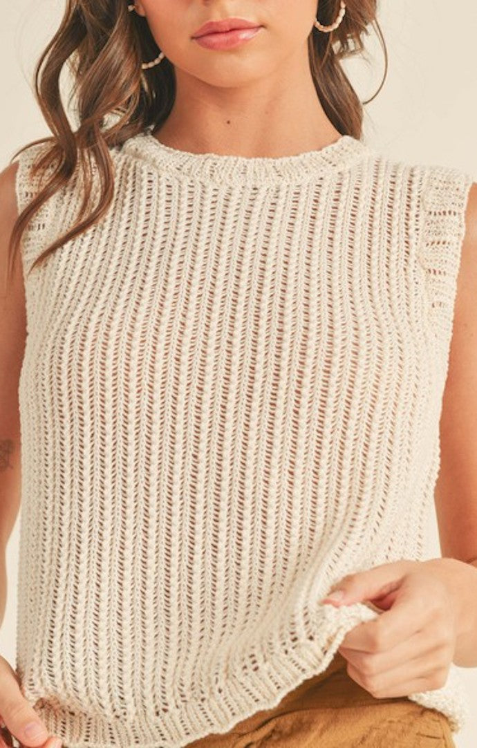 Miou Muse Ivory Knit Top 