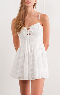 Papermoon White Tie Front Smocked Romper 