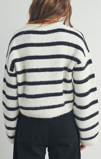 Buttermelon Black and Ivory Cropped Cardigan 