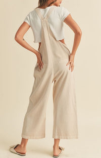 Miou Muse Oatmeal Tencel Washed Jumpsuit