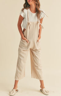 Miou Muse Oatmeal Tencel Washed Jumpsuit