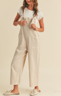 Miou Muse Oatmeal Tencel Washed Jumpsuit