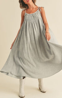 Miou Muse Light Blue Washed Gauze Midi Dress