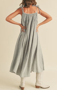 Miou Muse Light Blue Washed Gauze Midi Dress