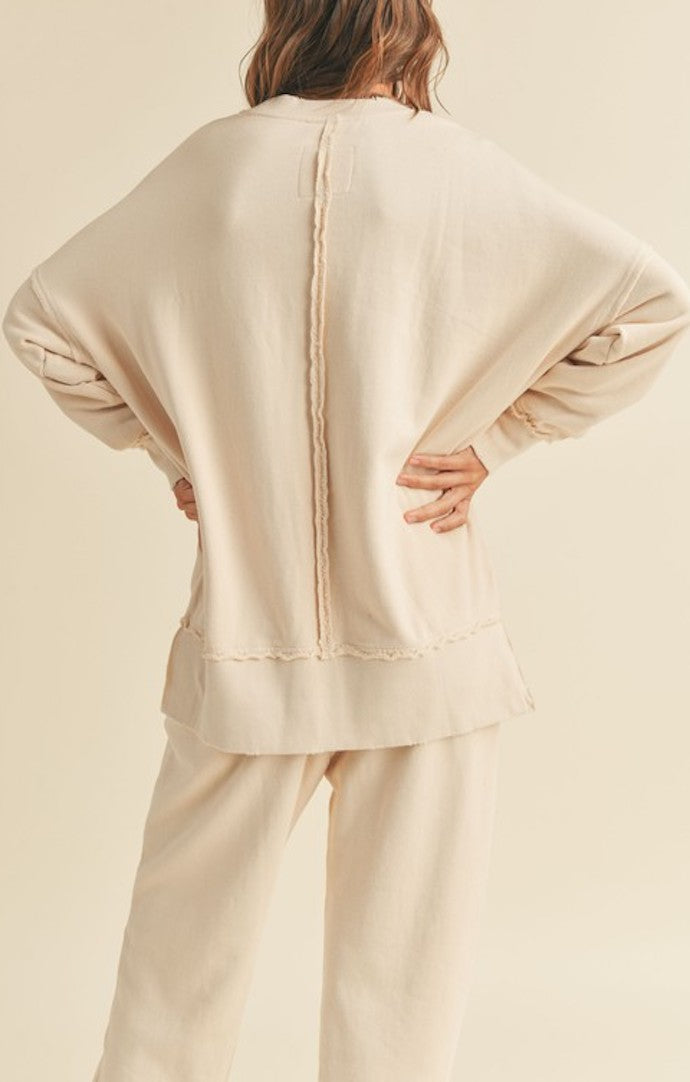 Miou Muse Beige Smiley Face Sweatshirt