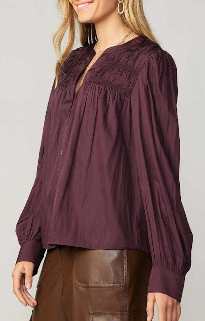 Current Air Midnight Plum Long Sleeve Blouse