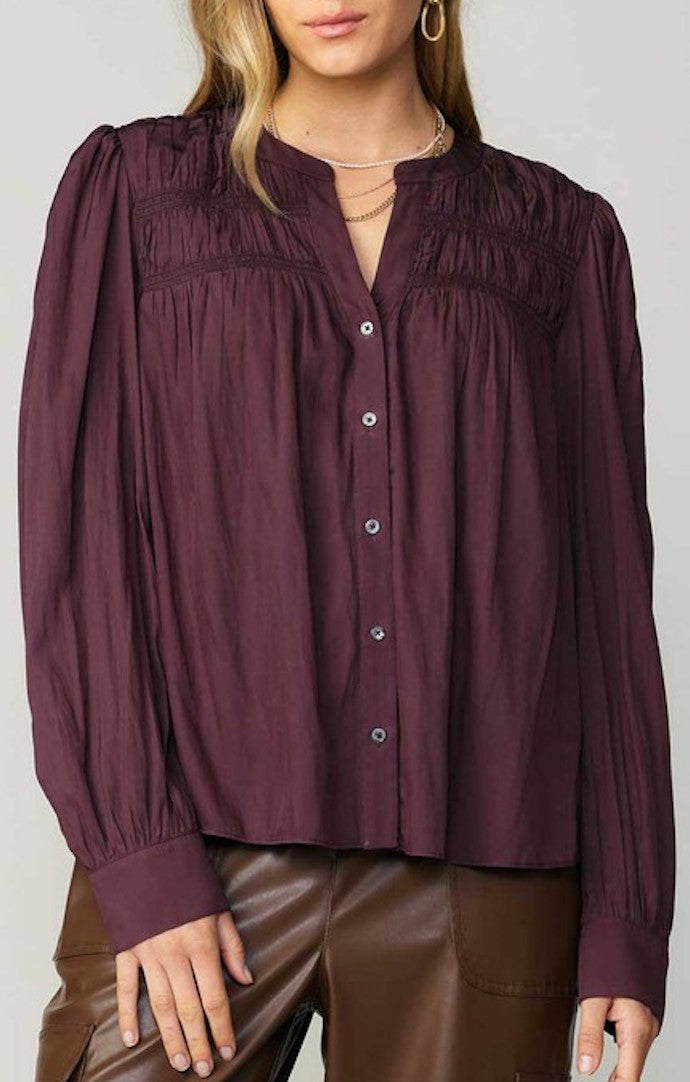 Current Air Midnight Plum Long Sleeve Blouse