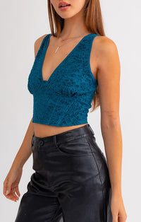 Le Lis Teal Sleeveless Lace Corset Bralette Top *work on - 3/11