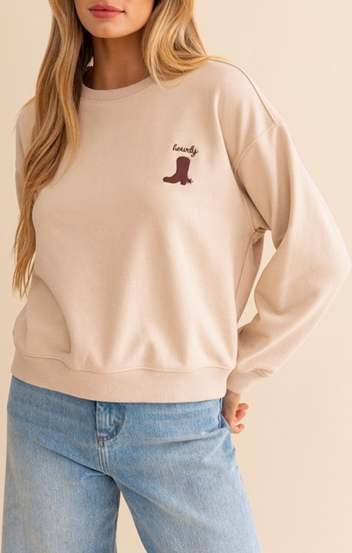 Le Lis Taupe Howdy Sweatshirt