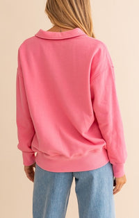 Le Lis Pink Nashville Collared Zip Sweatshirt