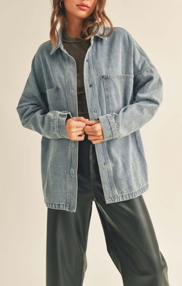 Miou Muse Blue Wash Denim Jacket 