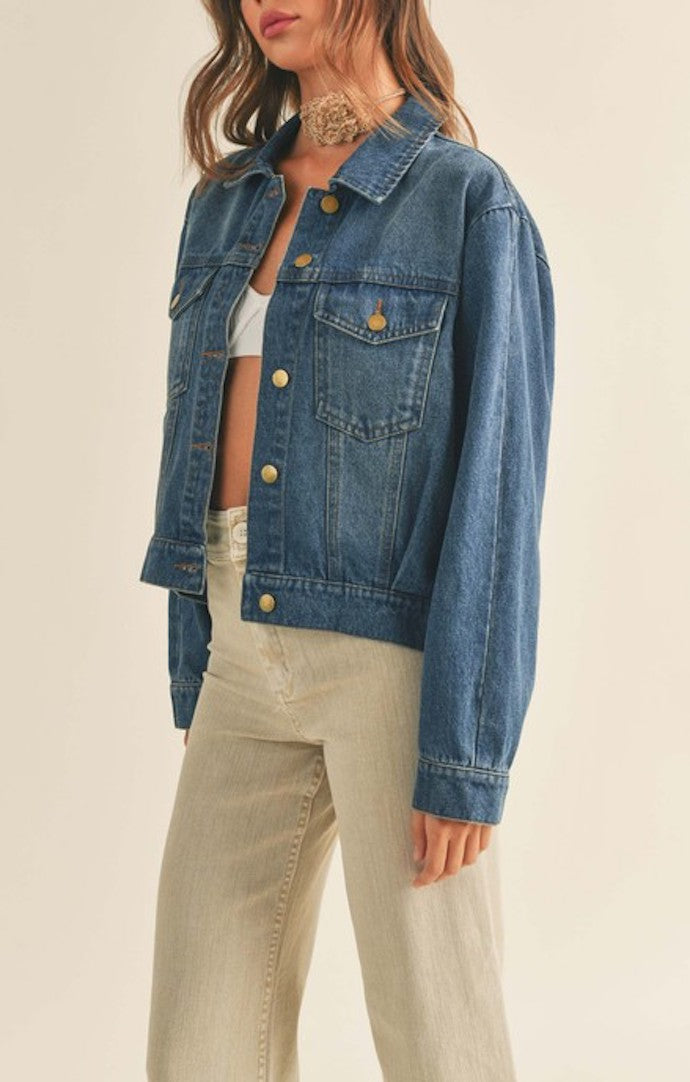 Miou Muse Pleated Denim Jacket