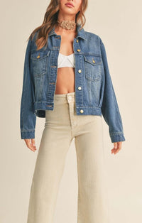 Miou Muse Pleated Denim Jacket