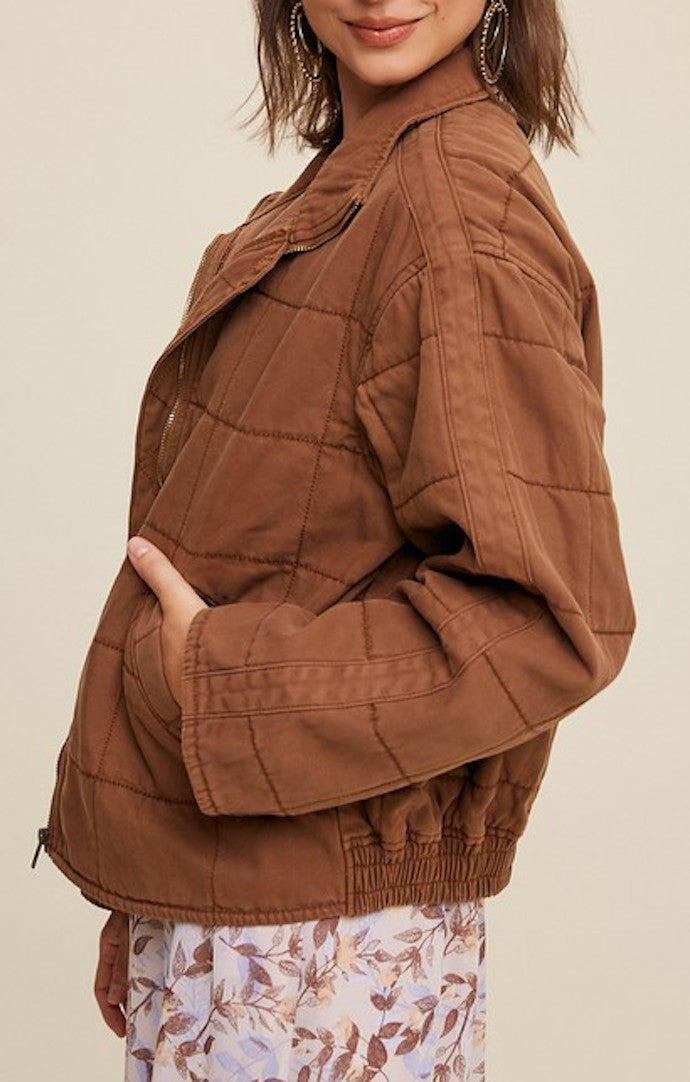 Listicle Mocha Quilted Jacket 