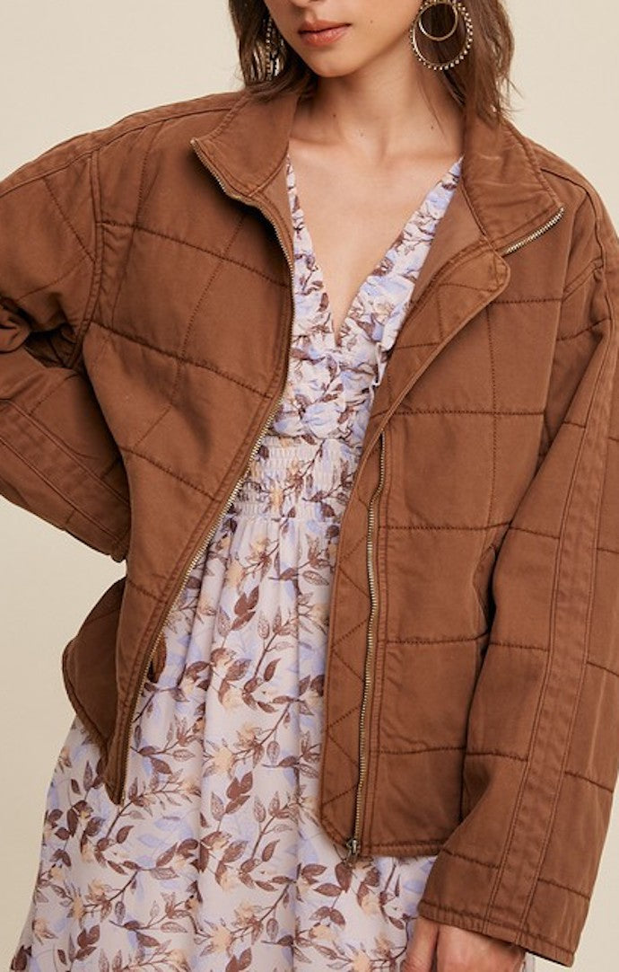 Listicle Mocha Quilted Jacket 