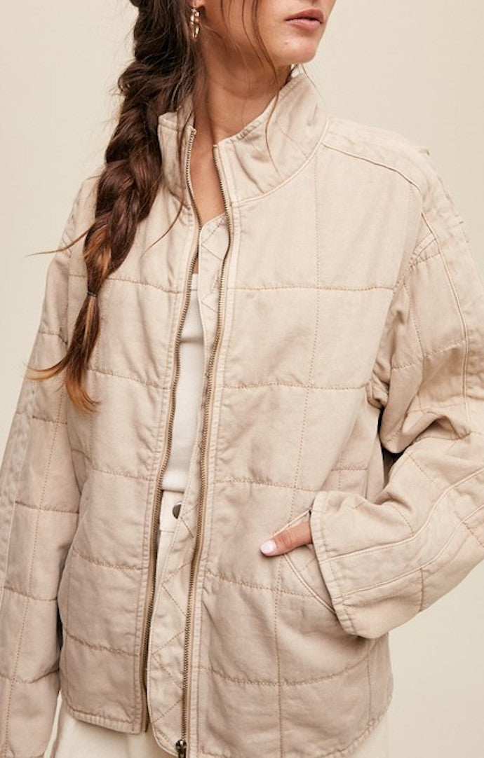 Listicle Milk Tea Quilted Jacket 