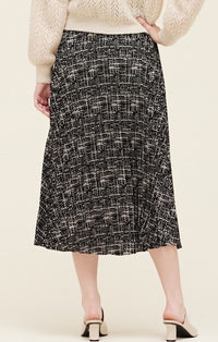 Grade & Gather Black Print Pleated Midi Skirt