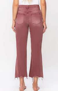 Vervet Russet Brown Denim Vintage Crop Flare Jeans