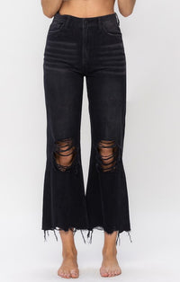 Vervet Black Crop Flare Jeans