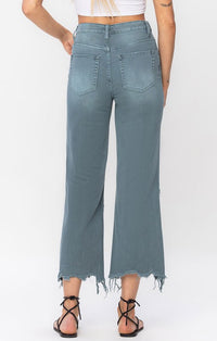 Vervet Mallard Green Crop Flare Jeans