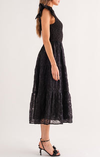 Sofie the label Black Flutter Sleeve Midi Dress