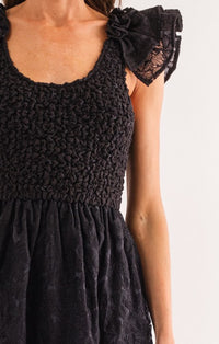 Sofie the label Black Flutter Sleeve Midi Dress