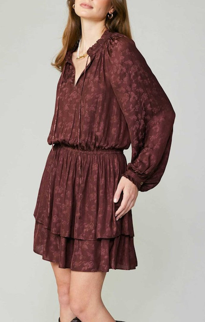 Current Air Wine Floral Jacquard Mini Dress 