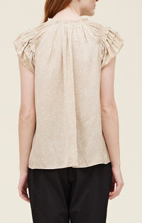 Grade & Gather Ecru Ruffle Sleeve Blouse