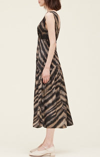 Grade & Gather Slate Smocked Satin Midi Dress