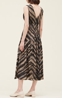 Grade & Gather Slate Smocked Satin Midi Dress
