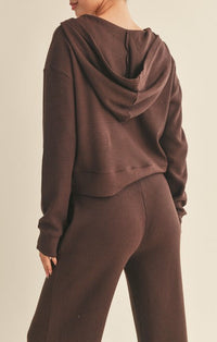 KC Dark Chocolate Waffle Knit Zip Up Hoodie Jacket