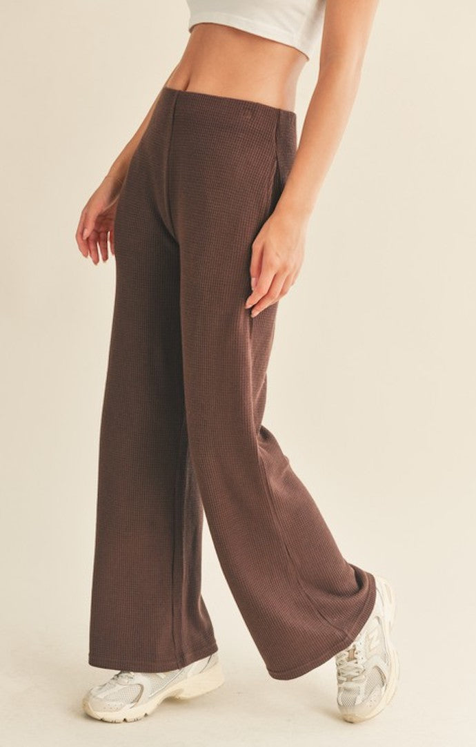 KC Dark Chocolate Waffle Knit High Waisted Lounge Pant