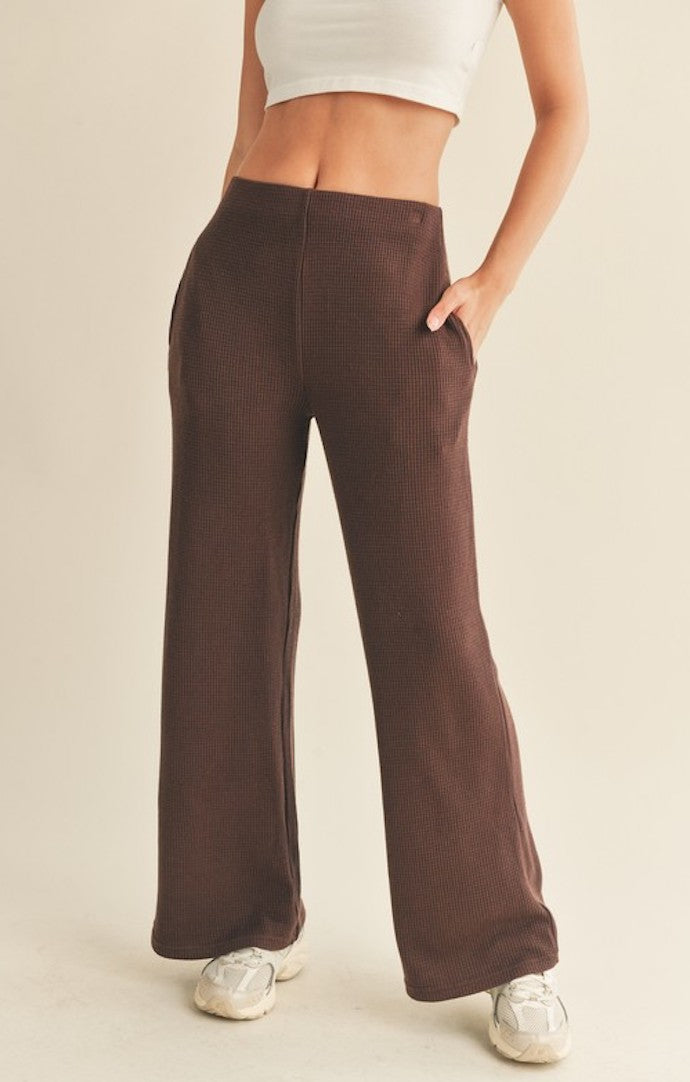 KC Dark Chocolate Waffle Knit High Waisted Lounge Pant