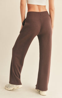 KC Dark Chocolate Waffle Knit High Waisted Lounge Pant