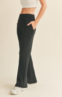 KC Black Waffle Knit High Waisted Lounge Pants