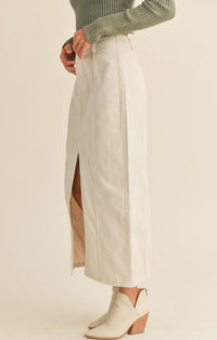 Miou Muse Beige Washed Long Skirt