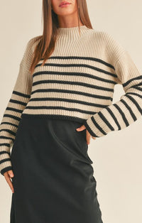 Miou Muse Mocha/Black Striped Sweater
